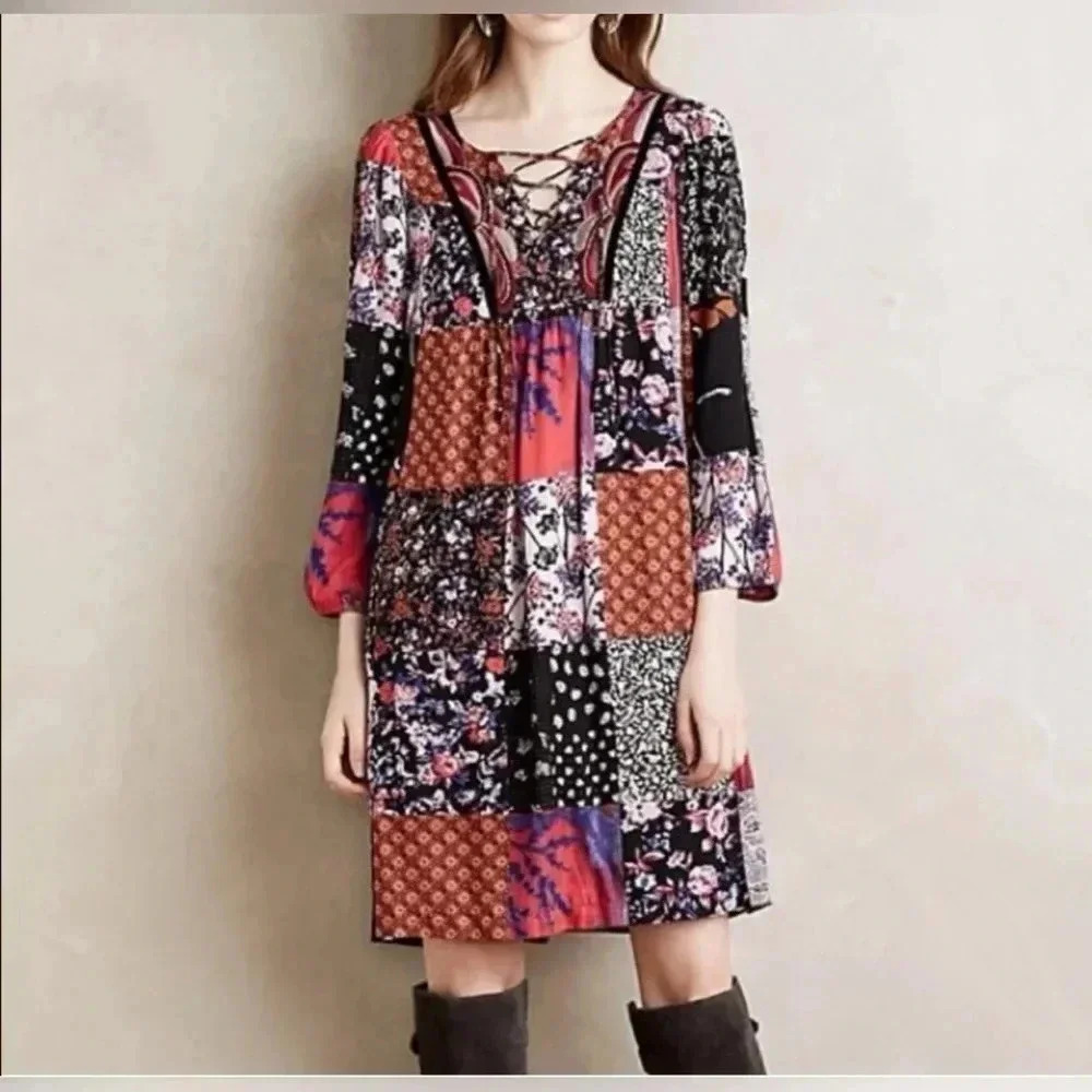 Anthropologie Arcata Patchwork Dress by One September size XS